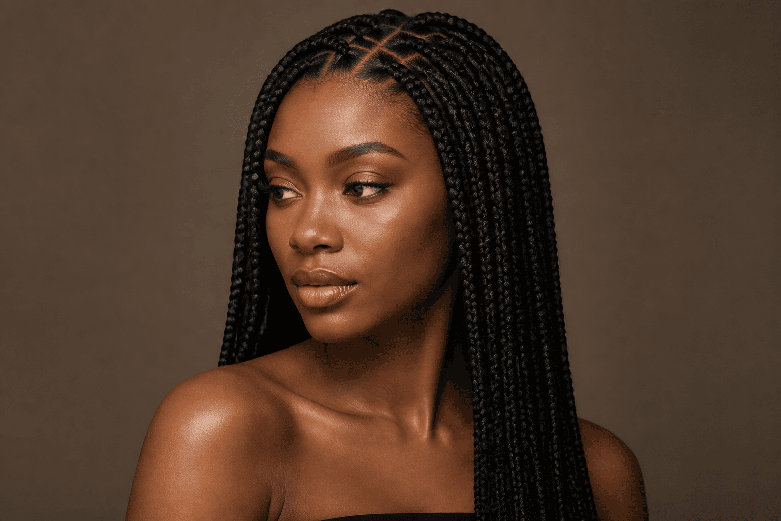 Classic box braids side view