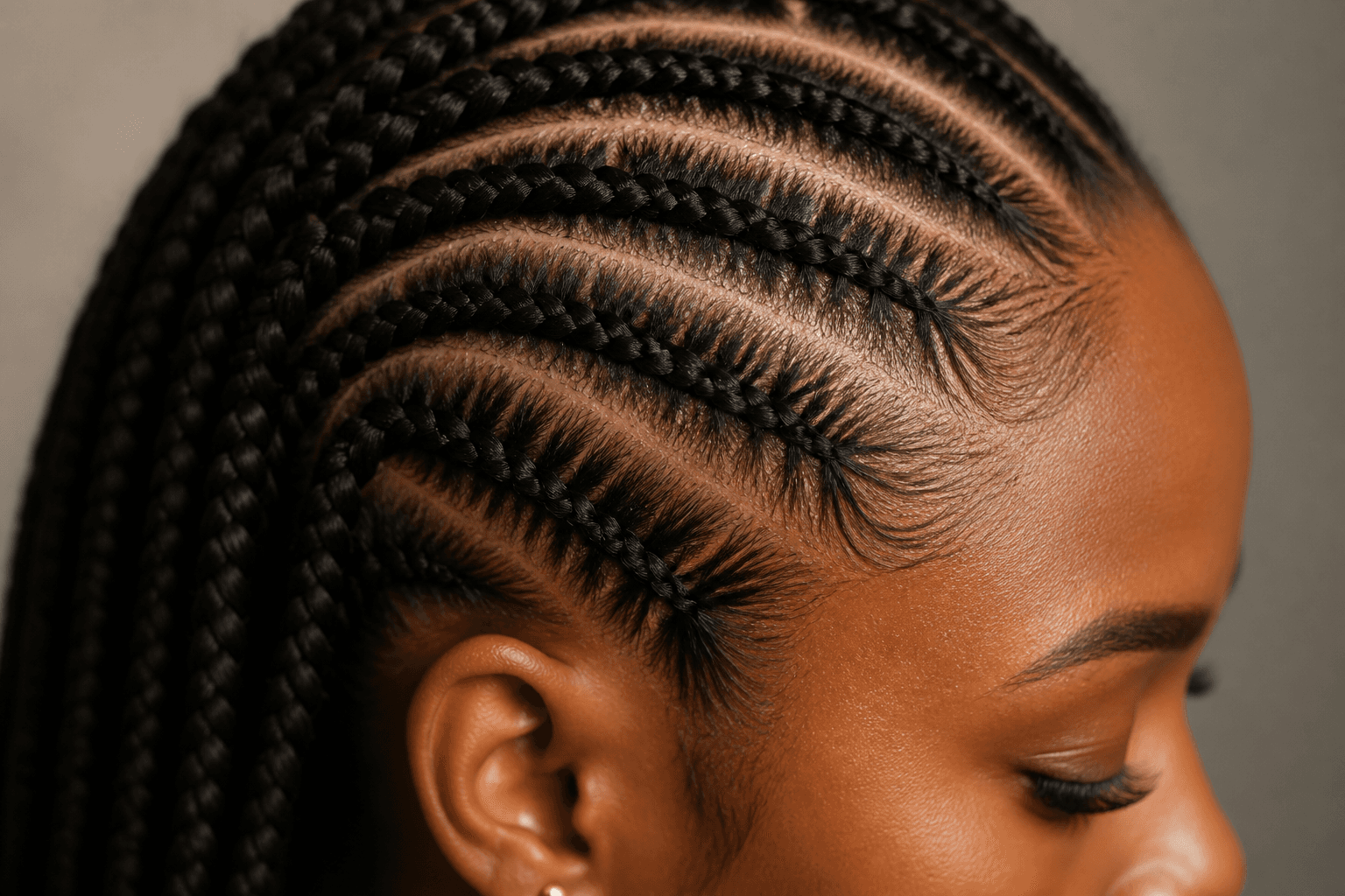Cornrow pattern close-up
