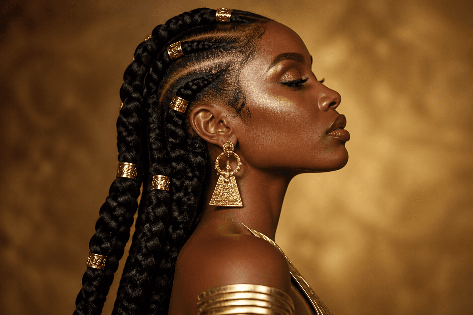 Goddess braids side profile