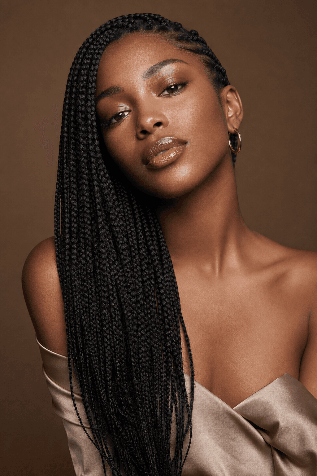 Knotless braids portrait