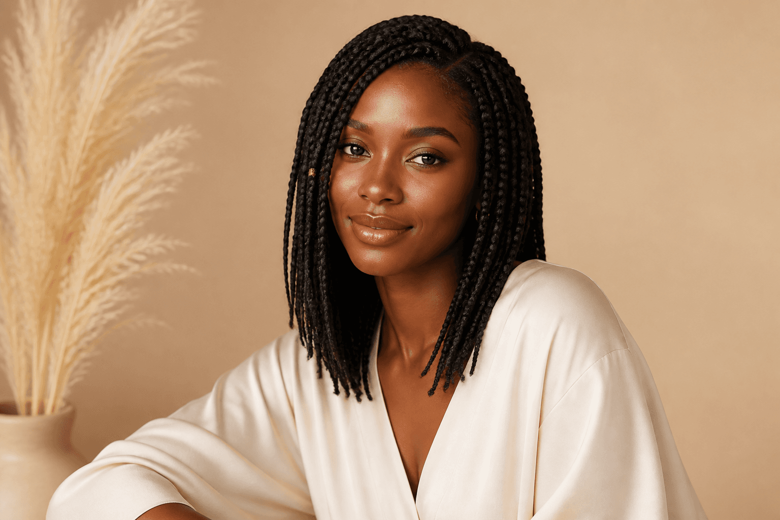 Medium knotless braids portrait